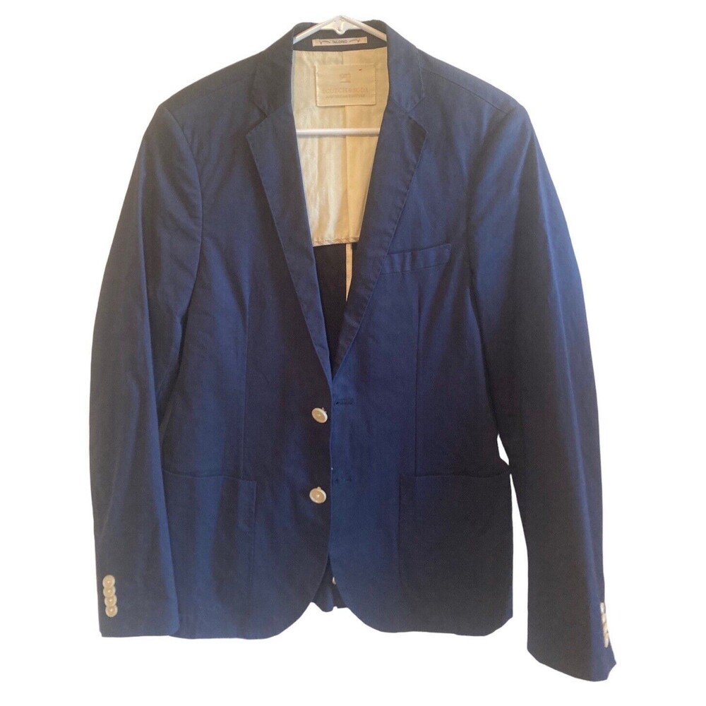 Scotch Soda Tailored Blazer Mens Size Small 46 Preppy Academia Navy Long Sleeve